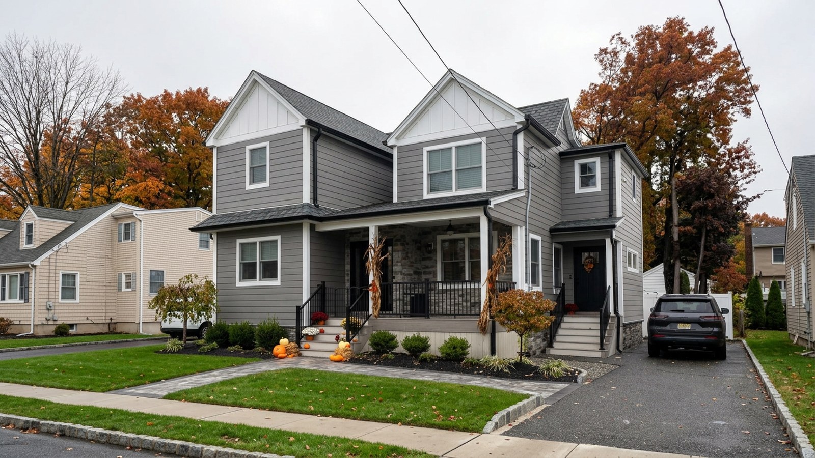 Finished colonial after full second-story addition