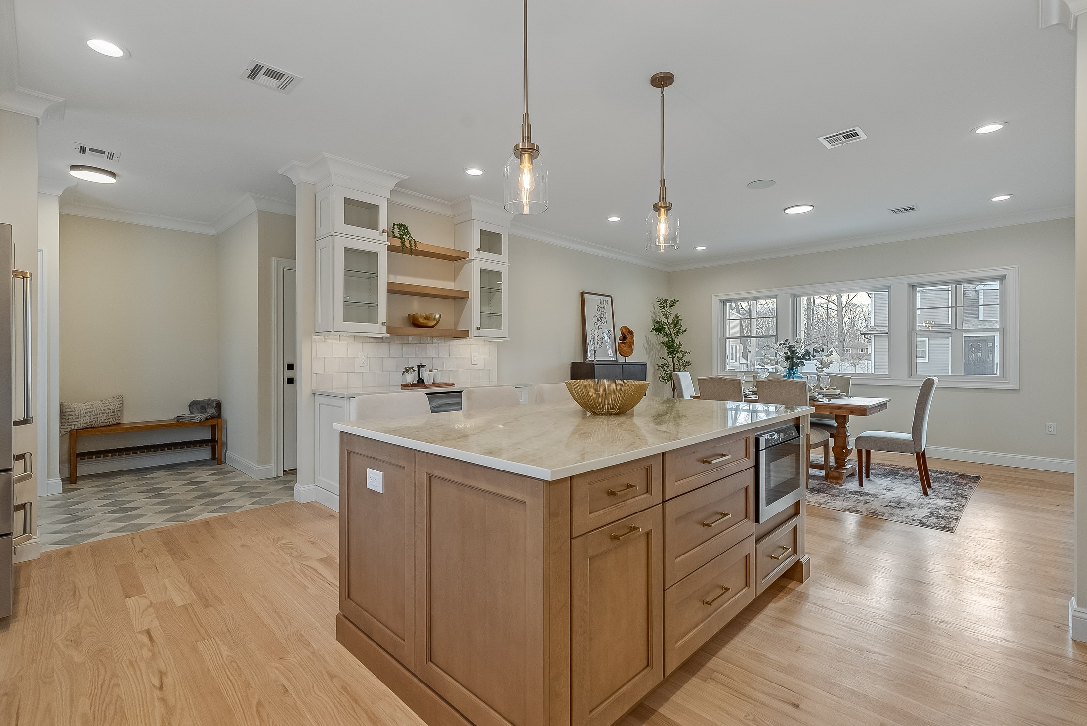 White oak and marble kitchen